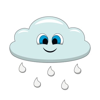 Cute cartoon Cloud with Rain. Draw illustration in color vector