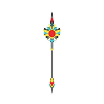 Scepter vector illustration crown king royal isolated. Cartoon power background design. Medieval gold red icon