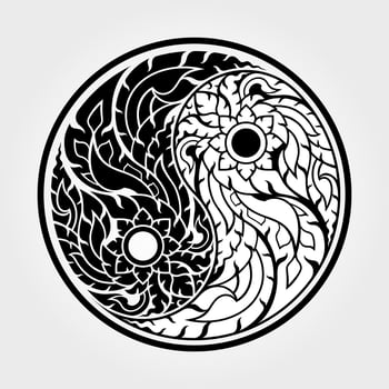 Thai art yin and yang patterns - vector