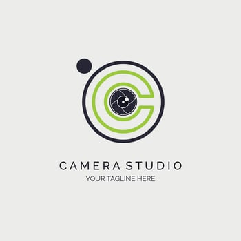 letter c camera studio logo design template for brand or company and other vector