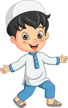 Happy muslim boy cartoon posing vector