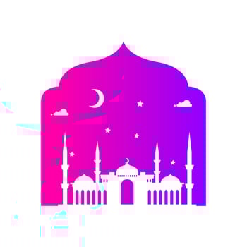 Ramadan mosque blue purple simple vector design
