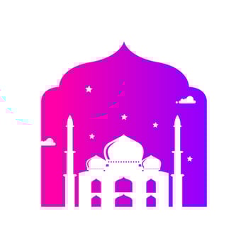 Ramadan mosque blue purple simple vector design