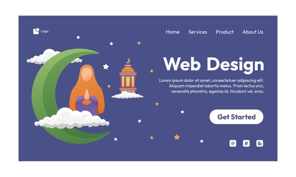 Islamic flat design illustration for happy eid fitr or adha mubarak and ramadan mubarak vector