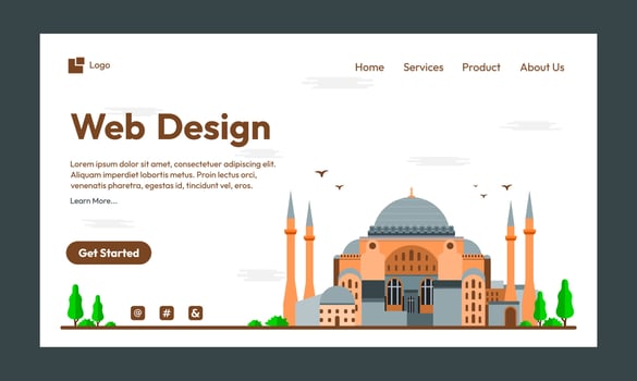 Islamic flat design illustration for happy eid fitr or adha mubarak and ramadan mubarak vector