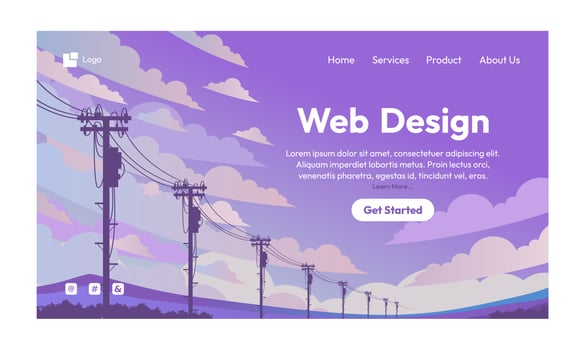 Japanese anime purple view landing page vector