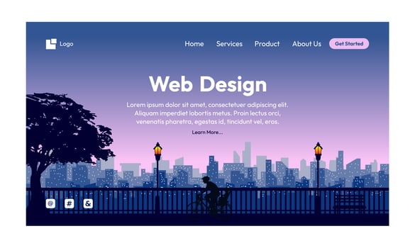 Japanese anime purple view landing page vector