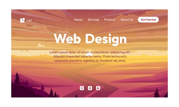 Web design nature landscape flat design landing page vector