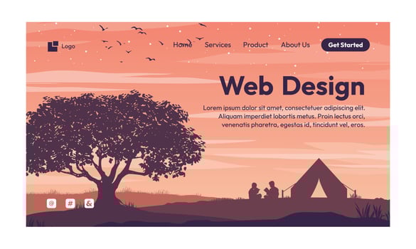 Web design nature landscape flat design landing page vector