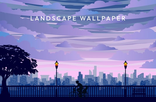Japanese anime purple view landscape vector