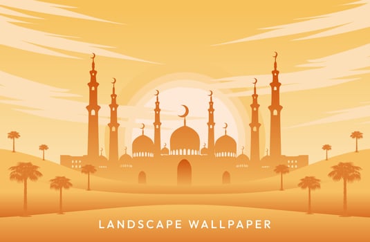 Islamic desert landscape design vector