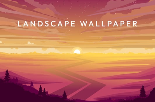 Beautiful vector landscape illustration peaceful