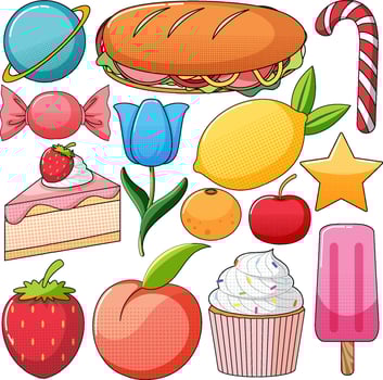 Set of vintage style cartoon on white background vector