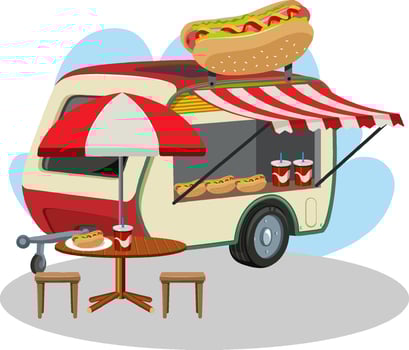 Flea market concept with a food truck vector