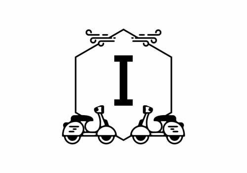 Initial letter I in scooter frame vector