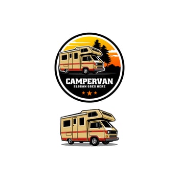 camper van caravan motor home illustration logo vector