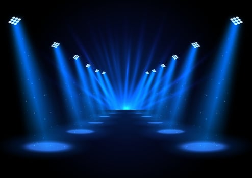 Blue spotlights on dark background vector