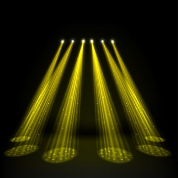 Gold spotlights on dark background vector