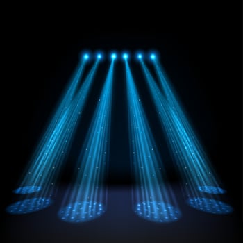 Blue spotlights on dark background vector