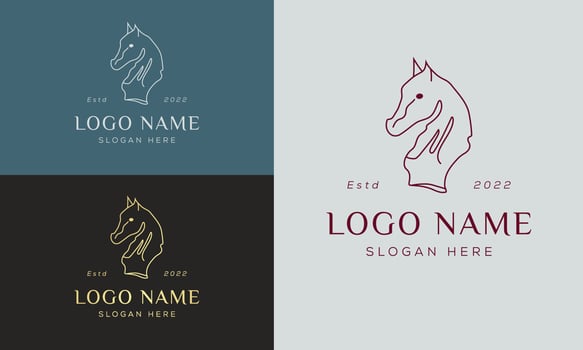 Horse logo icon linear style. Vector logo design templates