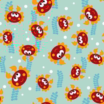 Seamless vector pattern with crab.