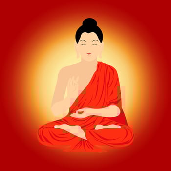 Happy Vesak Day. Buddha Purnima sitting. vector