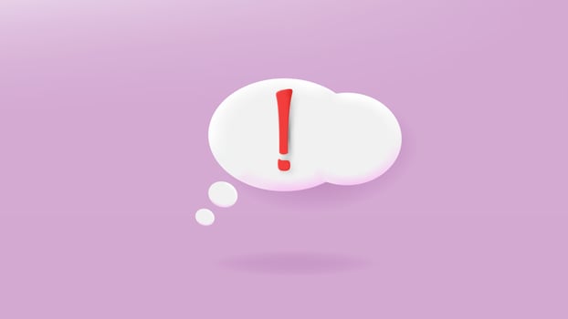 red exclamation icon sign or attention caution mark illustration graphic element symbol isolated on purple background with warning problem error message button design concept vector