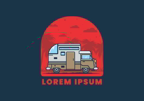 custom camper car flat illustration vector
