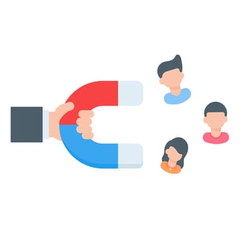 Magnet Marketing. Advertising through the media to attract customers vector