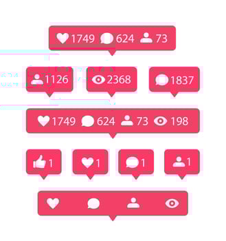 Vector social media icons. Like and comment icon. Speech bubble notification template for use in website and interface.