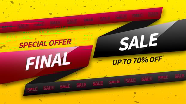 Final sale banner design template. Special offer. Up to 70 off. Vector abstract banner. Template ready for use in web or print design.