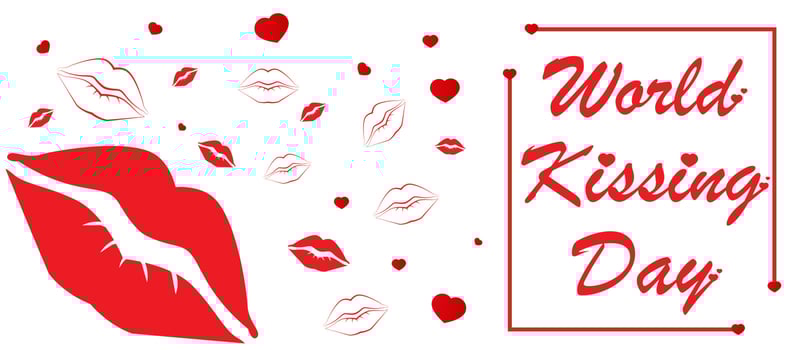 World Kissing Day lettering in lips. Template for card, poster, print. vector