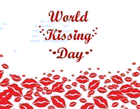 World Kissing Day lettering in lips. Template for card, poster, print. vector