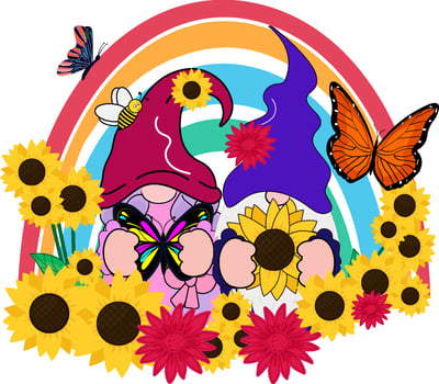 Gnomes Sunflower and Rainbow vector