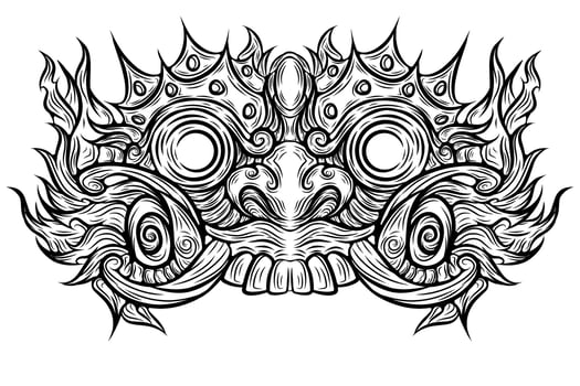 Hand drawn barong vector design for coloring