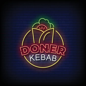 Doner Kebab Neon Signs Style Text Vector