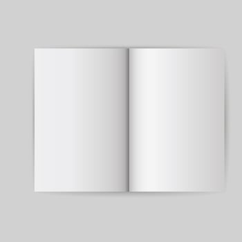 Book white blank template object. Open cover mock up isolated brochure vector. Empt page business paper background. Clean booklet magazine notebook. Realistic document gray illustration concept vector
