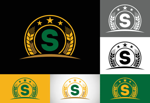 Initial S monogram alphabet symbol design incorporated with Wheat, barley, or rye. Agriculture logo concept. Logo for agriculture business and company identity vector