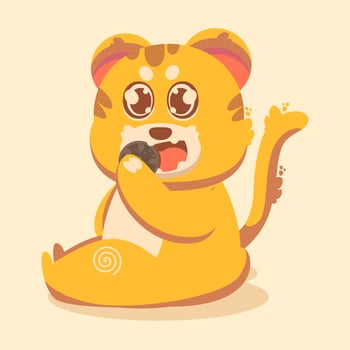cute tiger eating. isolated animal nature concept vector
