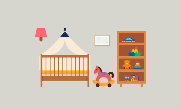Kids room decor logo. Furniture room for children vector
