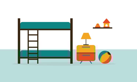 Kids room decor logo. Furniture room for children vector