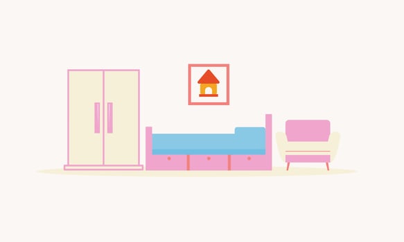 Kids room decor logo. Furniture room for children vector