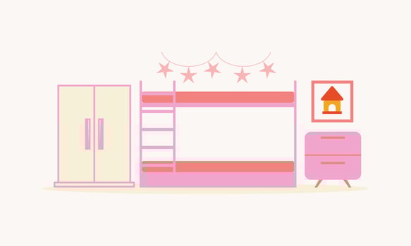 Kids room decor logo. Furniture room for children vector