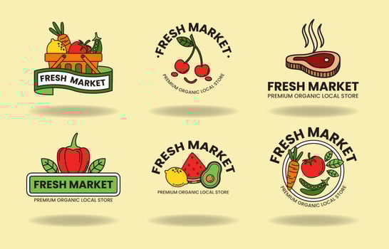 Minimalist Fresh Produce Groceries Logo Set vector