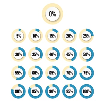 Set of circle percentage diagrams for infographics design elements vector