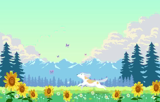 Sunny Summer Scenery Concept vector