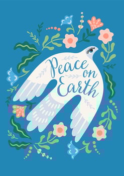Peace on Earth. Dove of peace. Template for card, poster, flyer and other vector