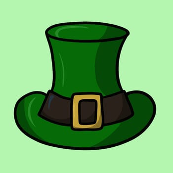 Green hat, top hat, for St. Patrick's Day. Minimalistic drawing , vector illustration on a light background