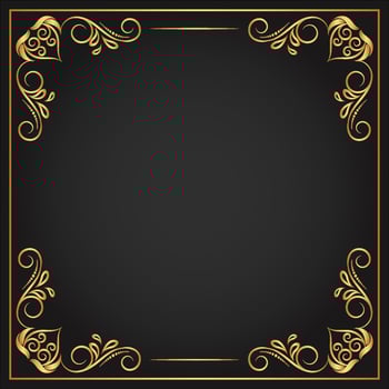 Vintage floral ornament border, Hand drawn decorative element, vector illustration of gold floral frame with white background, design template for page decoration cards, wedding, banner