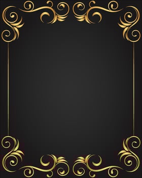 Vintage floral ornament border, Hand drawn decorative element, vector illustration of gold floral frame with white background, design template for page decoration cards, wedding, banner